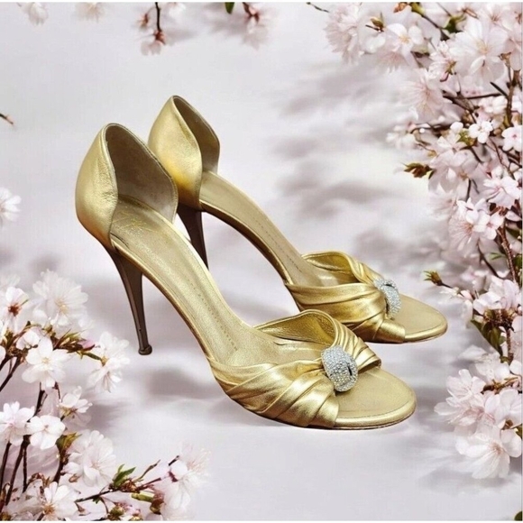 Giuseppe Zanotti Gold Peep Toe Pumps Size EU 39.5/US 9 - Picture 14 of 14